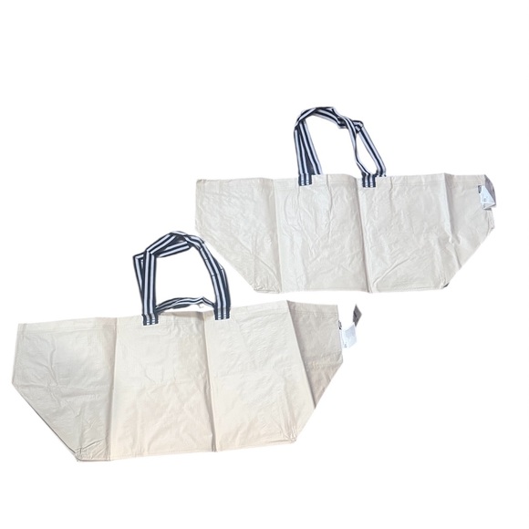 IKEA Other - IKEA Cream Tote with Black Striped Handles